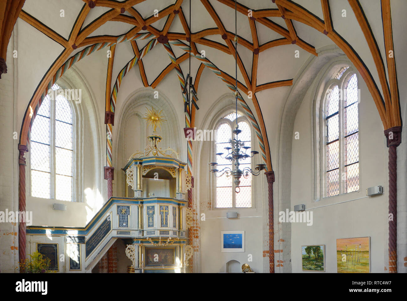 Siechenhauskapelle Kapelle, malerischen und schönen Siechenstrasse Straße, Neuruppin, Brandenburg, Deutschland, Europa Stockfoto
