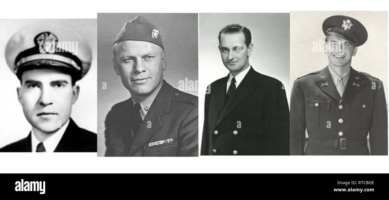 Von links: Richard Nixon, Gerald Ford, Lyndon B. Johnson, Ronald Reagan. Stockfoto