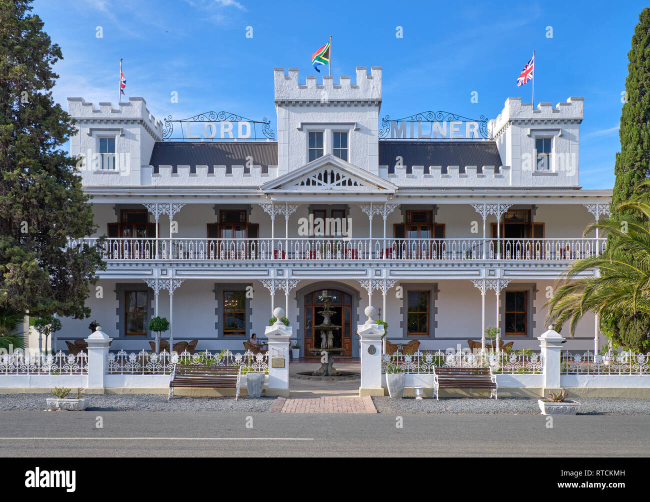 Historische Lord Milner Hotel ein testimonial zu viktorianischen Zeiten in der Karoo. Matjiesfontein, Südafrika Stockfoto