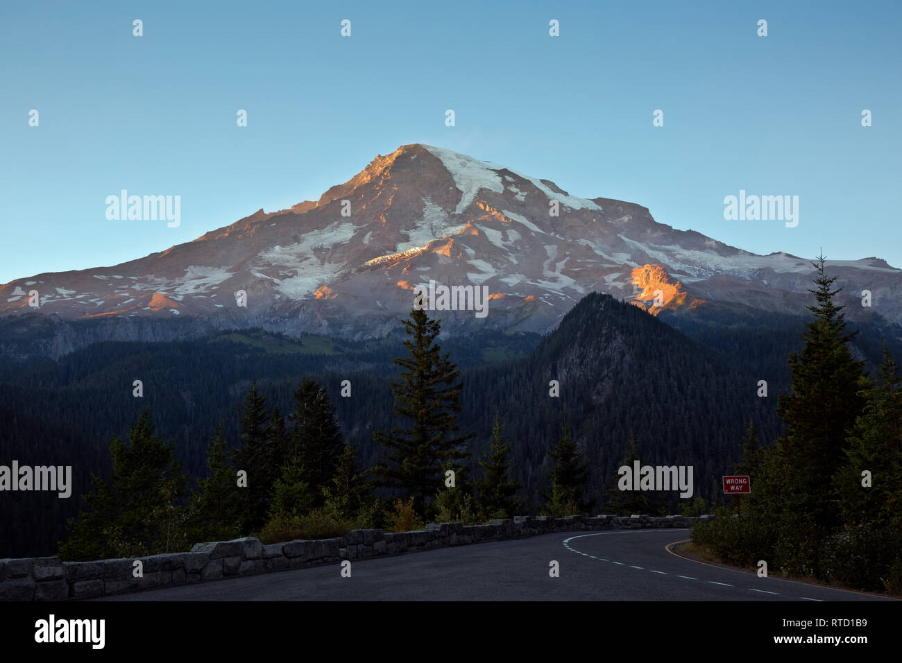 WA 15834-00 WASHINGTON - Sonnenuntergang am Mount Rainier von Ricksecker Punkt in Mount Rainier National Park gesehen. Stockfoto