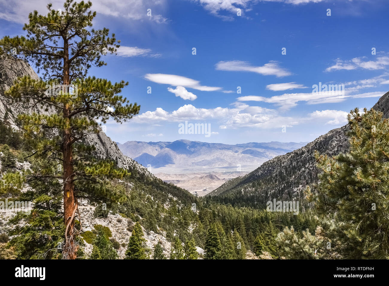 Blick auf das Tal, die zu Whitney Portal, östlichen Sierra Mountains, Kalifornien Stockfoto