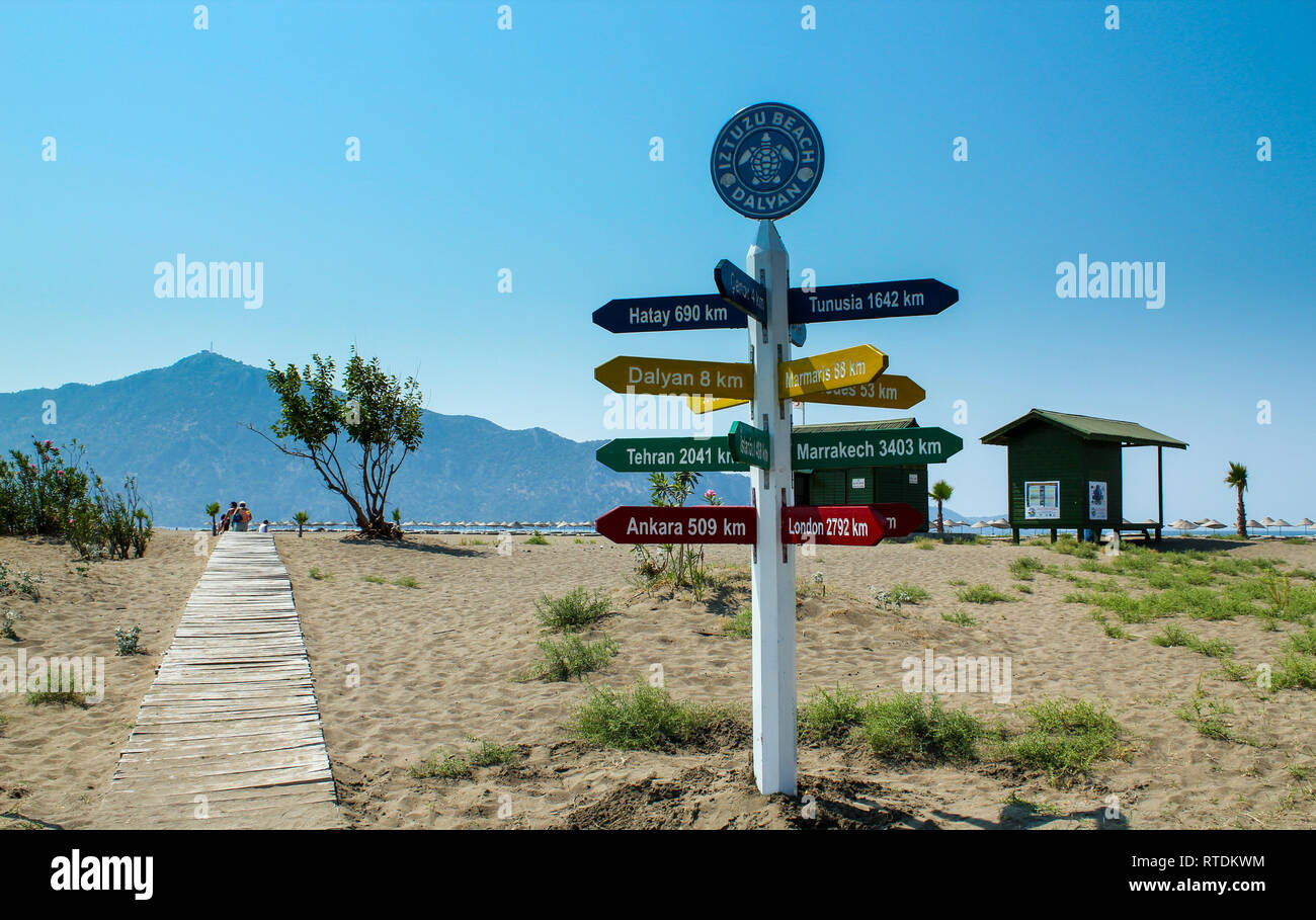 Dalyan, Marmaris/Türkei - 7. Juli 2013: Iztuzu Strand (Caretta caretta) Stockfoto