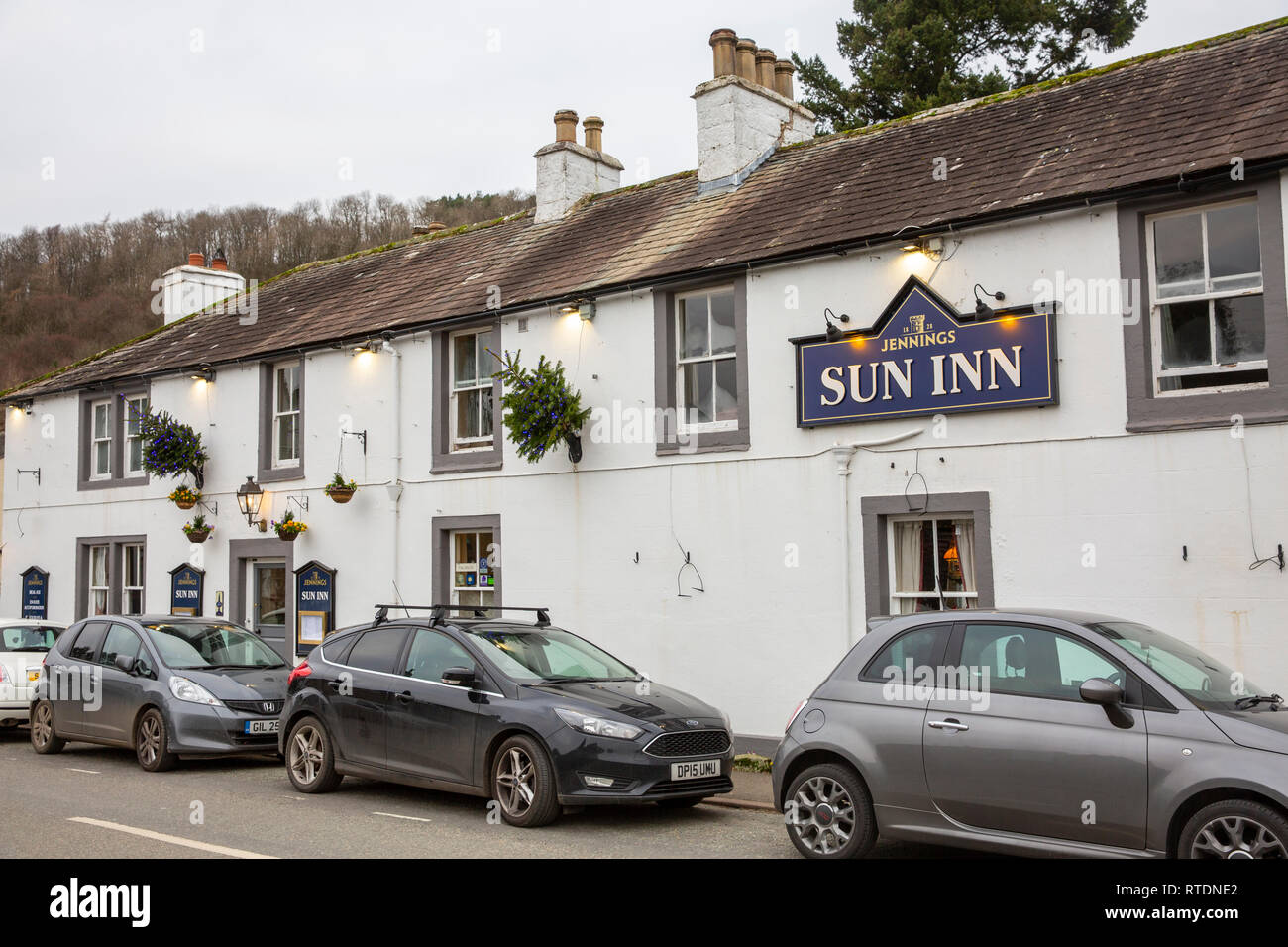 Sun Inn Hotel und English Pub in Pooley Bridge Dorf, Ullswater, Lake District in Cumbria, England Stockfoto