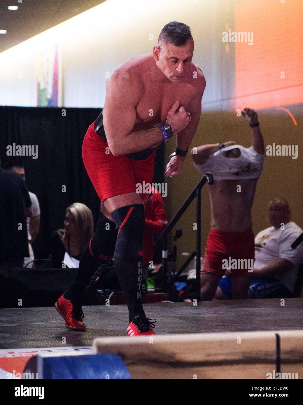 Columbus, USA. 01 Mär, 2019. März 1, 2019: Tamas Deli konkurriert im MAS Wrestling Wettbewerb an der Arnold Sports Festival in Credit: Brent Clark/Alamy leben Nachrichten Stockfoto