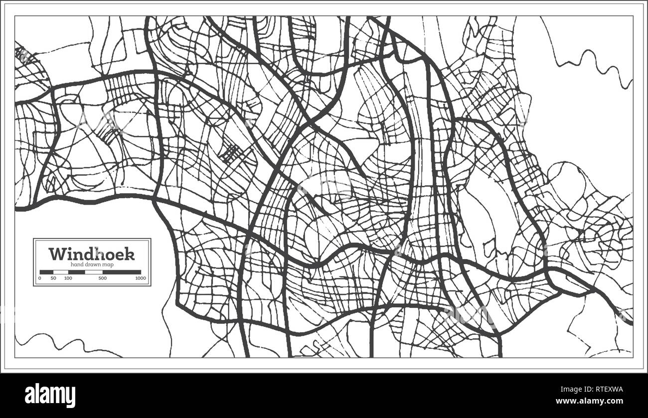 Windhoek Namibia Stadtplan im Retro-stil. Übersichtskarte. Vector Illustration. Stock Vektor