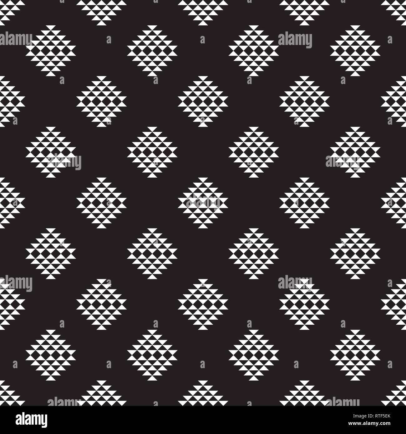 Nahtlose Schwarze und Weiße Dreiecke Mosaik Muster, abstrakte geometrische Dreieck Hintergrund. Stock Vektor