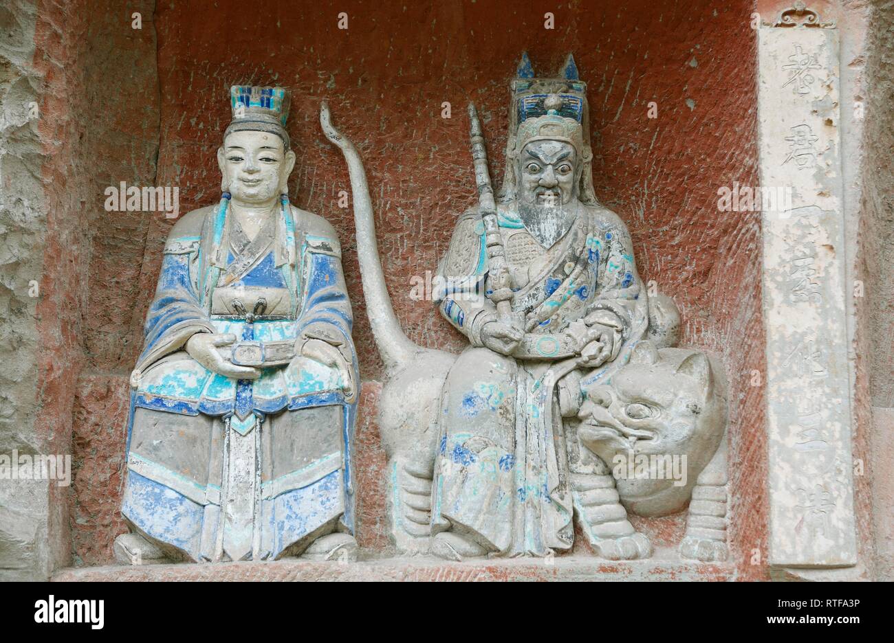 Rock Skulpturen, Grotten von Hanau, Provinz Chongqing, China Stockfoto