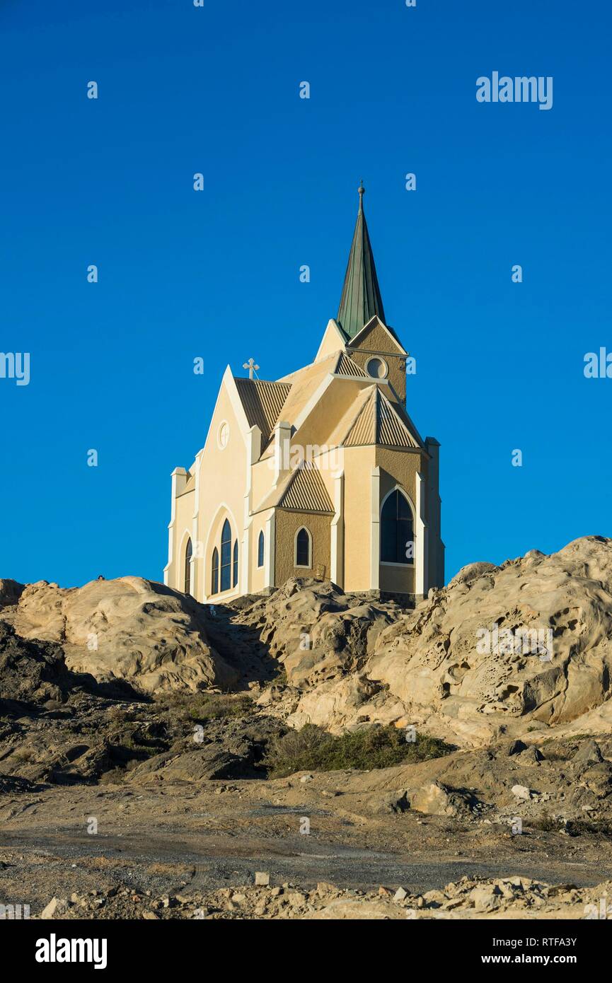 Colonial rock Kirche, Lüderitz, Namibia Stockfoto