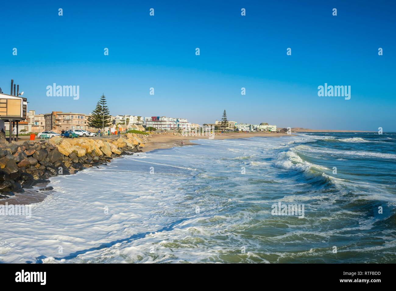 Am Strand von Swakopmund, Namibia Stockfoto