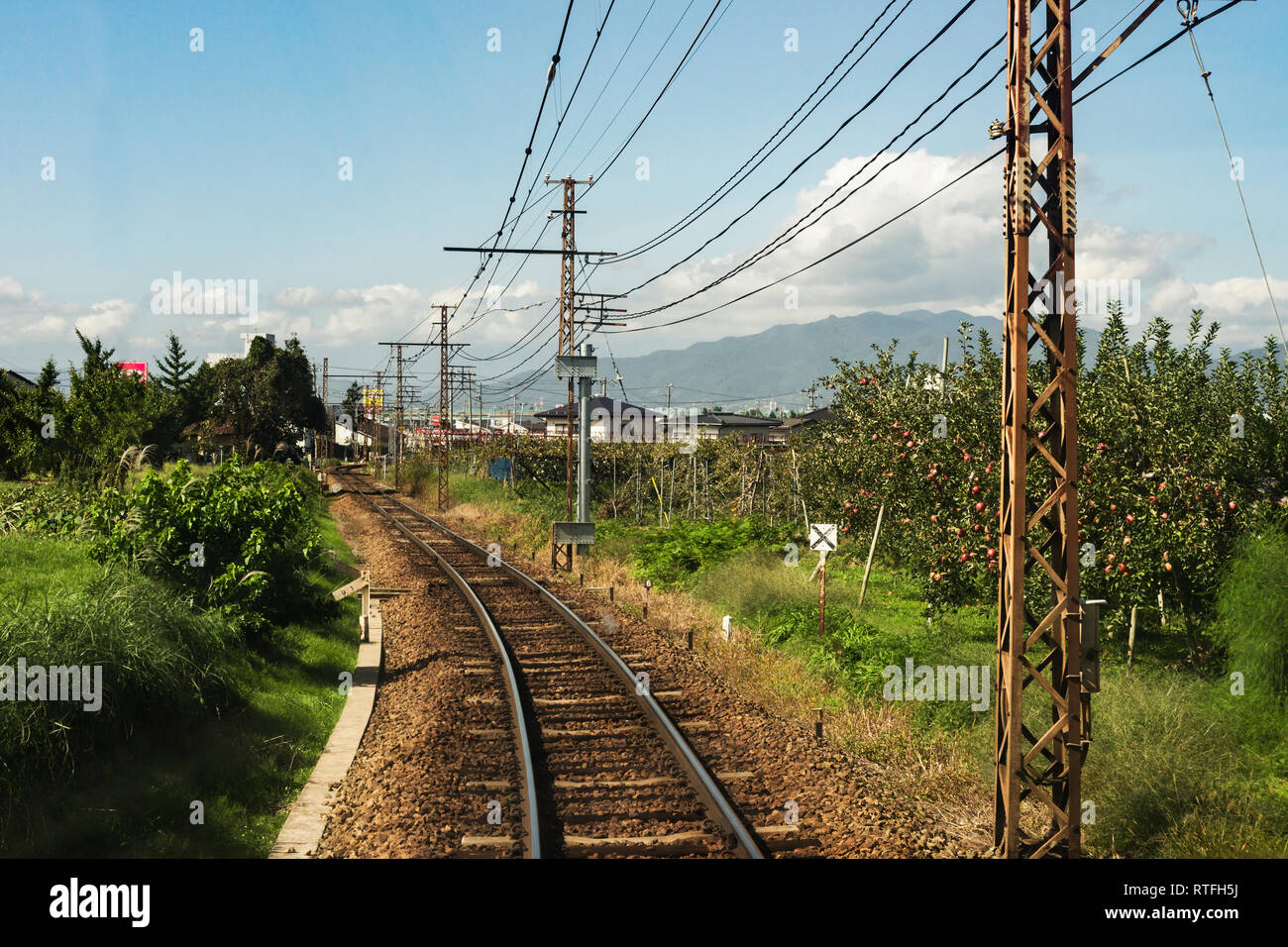Ländliche trainline in Japan Stockfoto