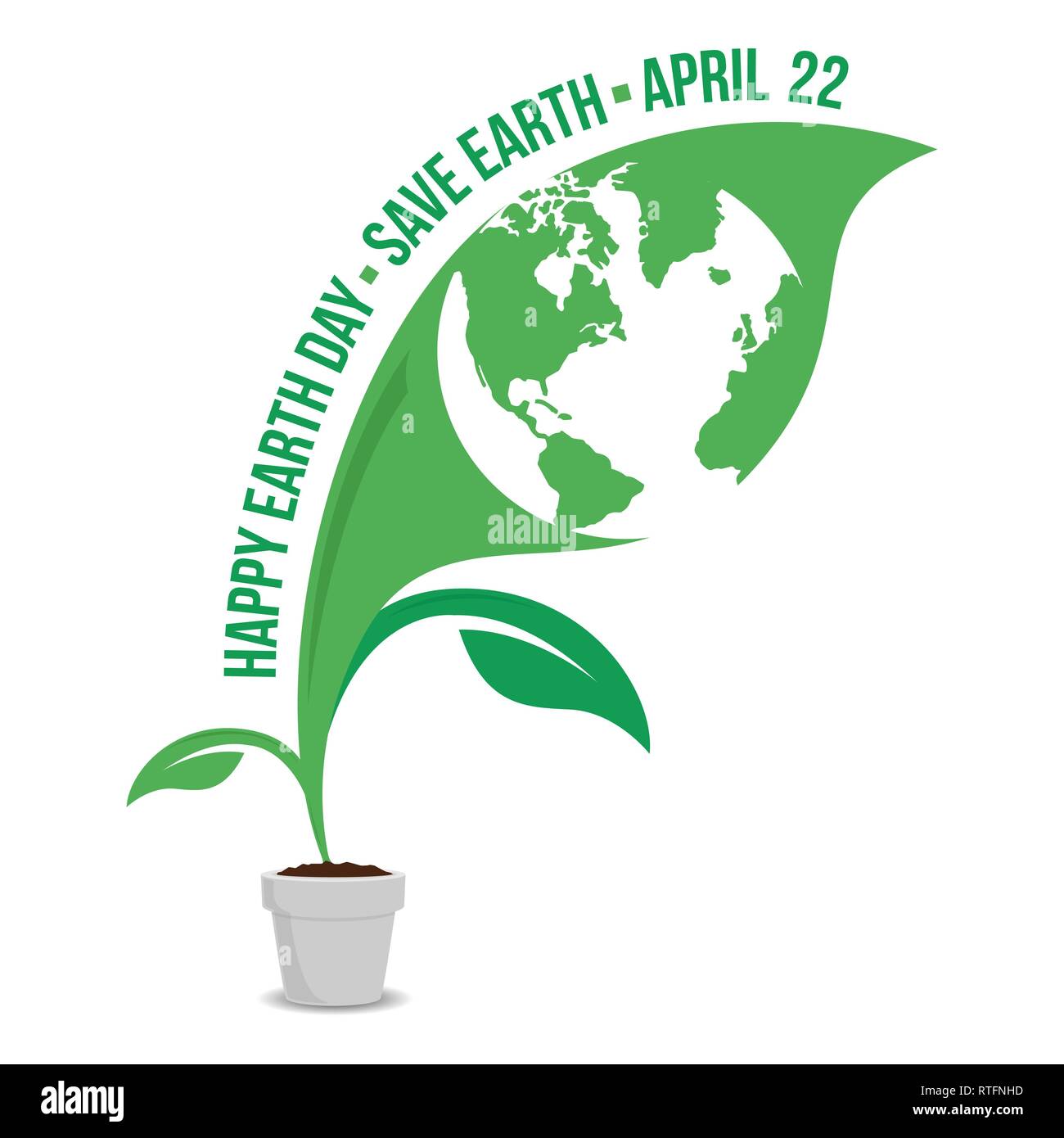 Happy Earth Day Logo Design Speichern Sie Erde Logo Karte In Das Innere Der Blatter Stock Vektorgrafik Alamy
