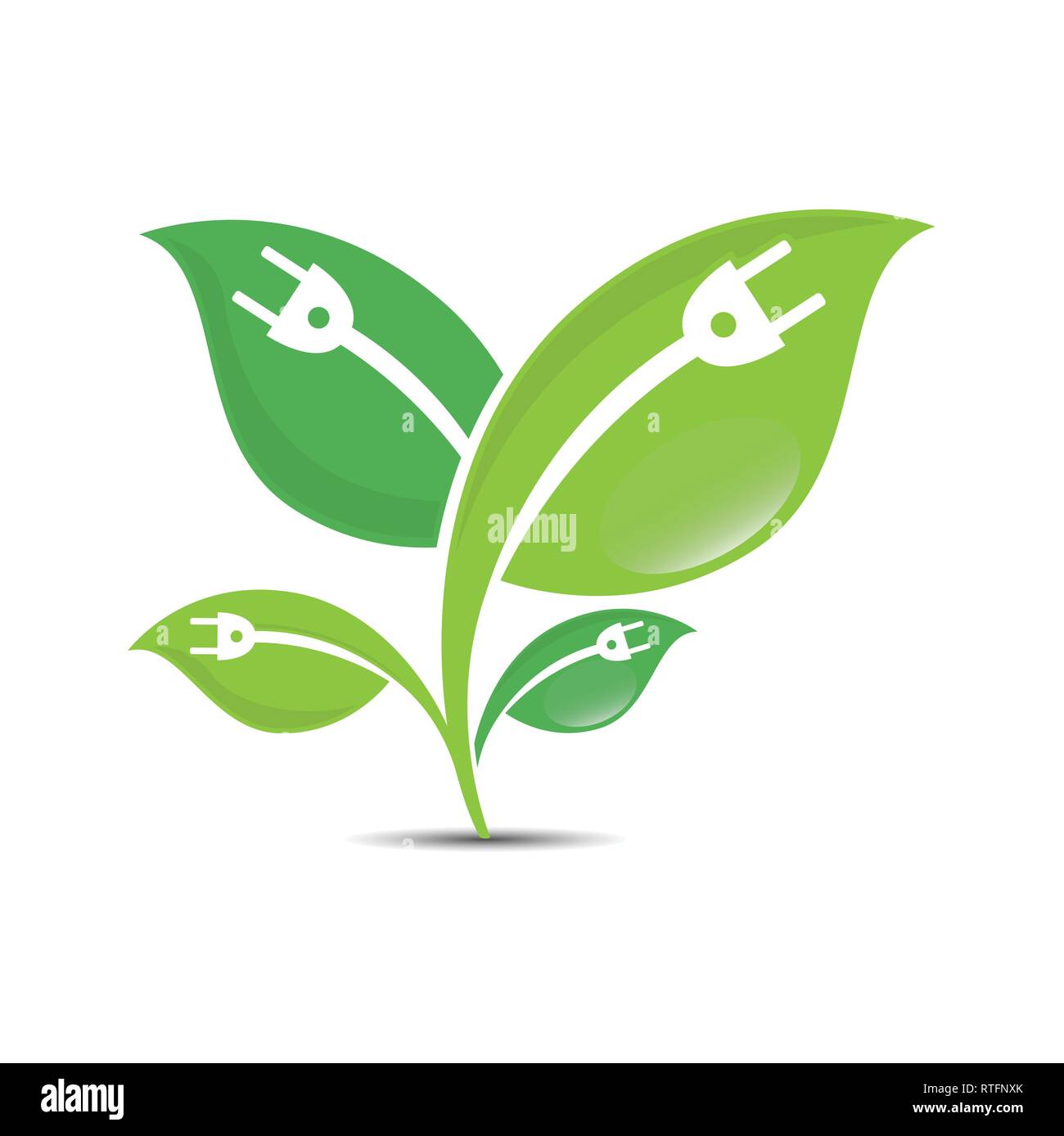 Abstrakte grünes Blatt mit elektrischen Stecker logo-Element vektor design Ökologie Symbol. Leaf logo Symbol und der Green leaf logo Emblem Stock Vektor