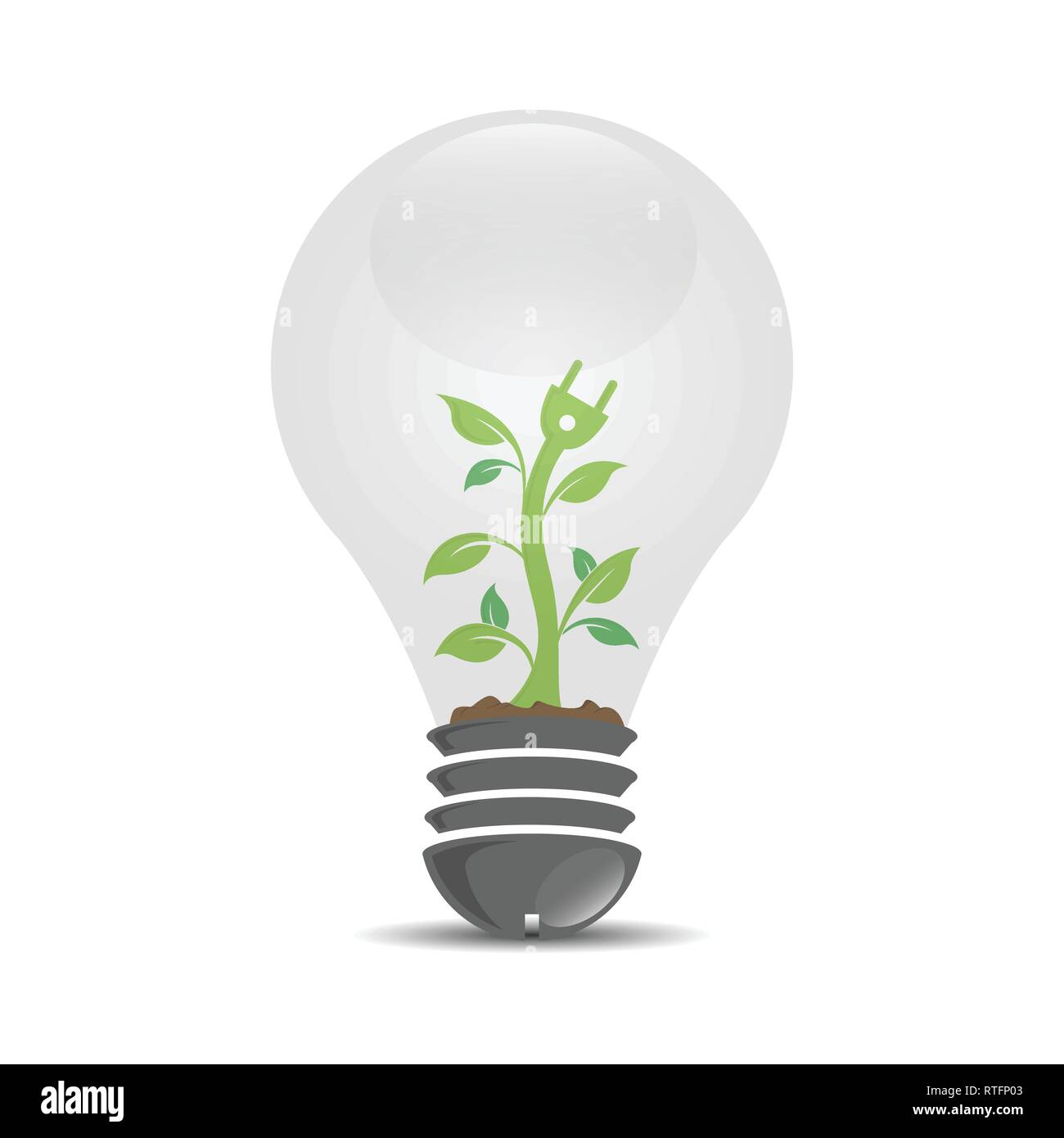 Realistische logo Vorlage mit der wachsenden inneren Glühbirne, Ökologie, Wachstum, Entwicklung Konzept Detail. Stock Vektor