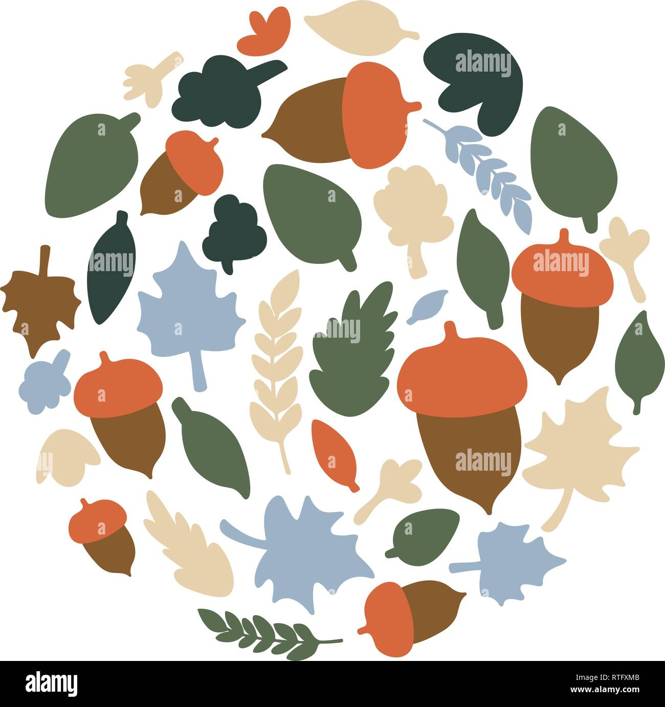 Runde Herbst Blumen Rahmen mit stilisierten Blumen. Abstrakte Kreis mit Blätter im Herbst. Isolierte Vector Illustration Stock Vektor
