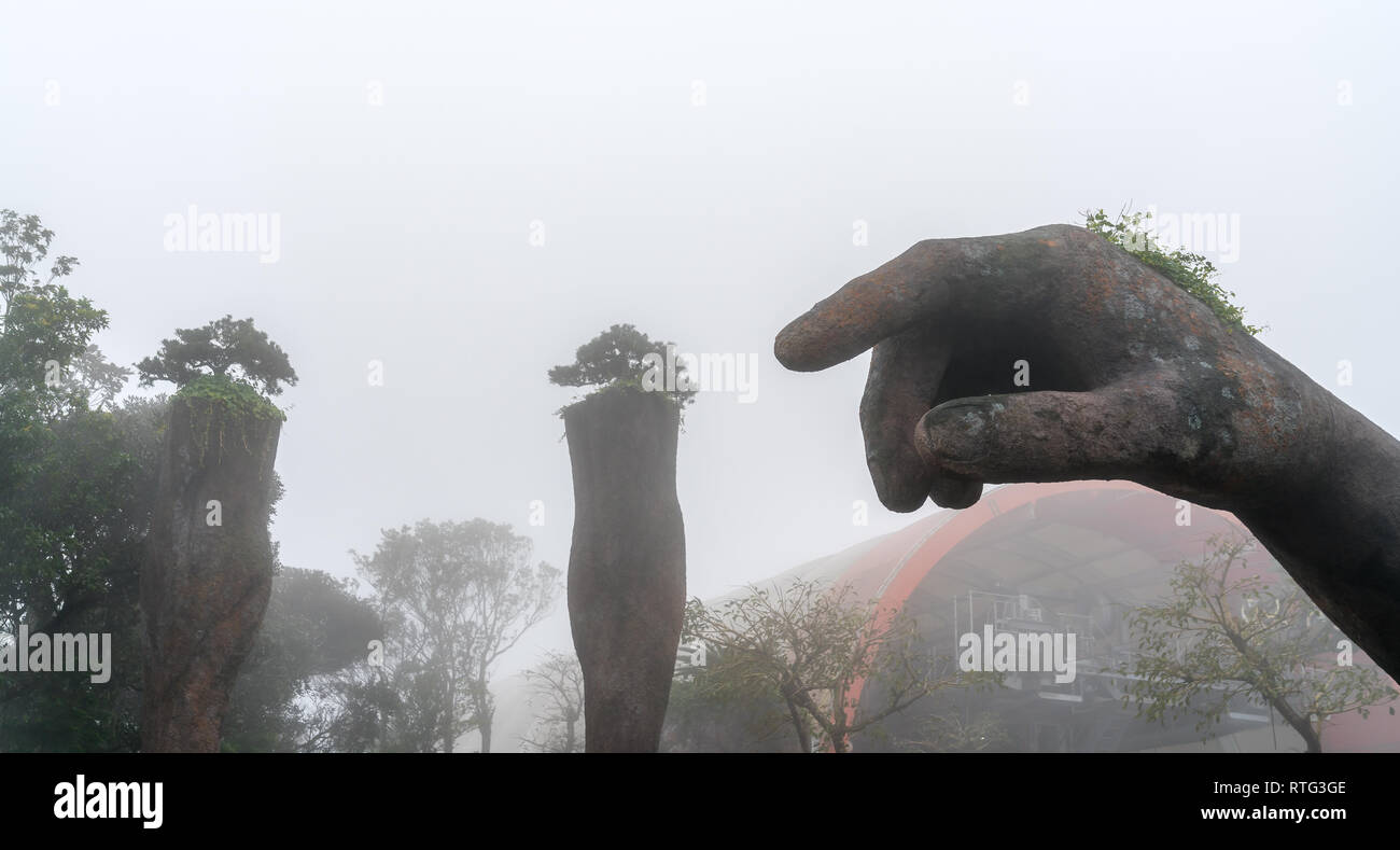 Skulptur an der Ba Na Hügel in Vietnam. Stockfoto