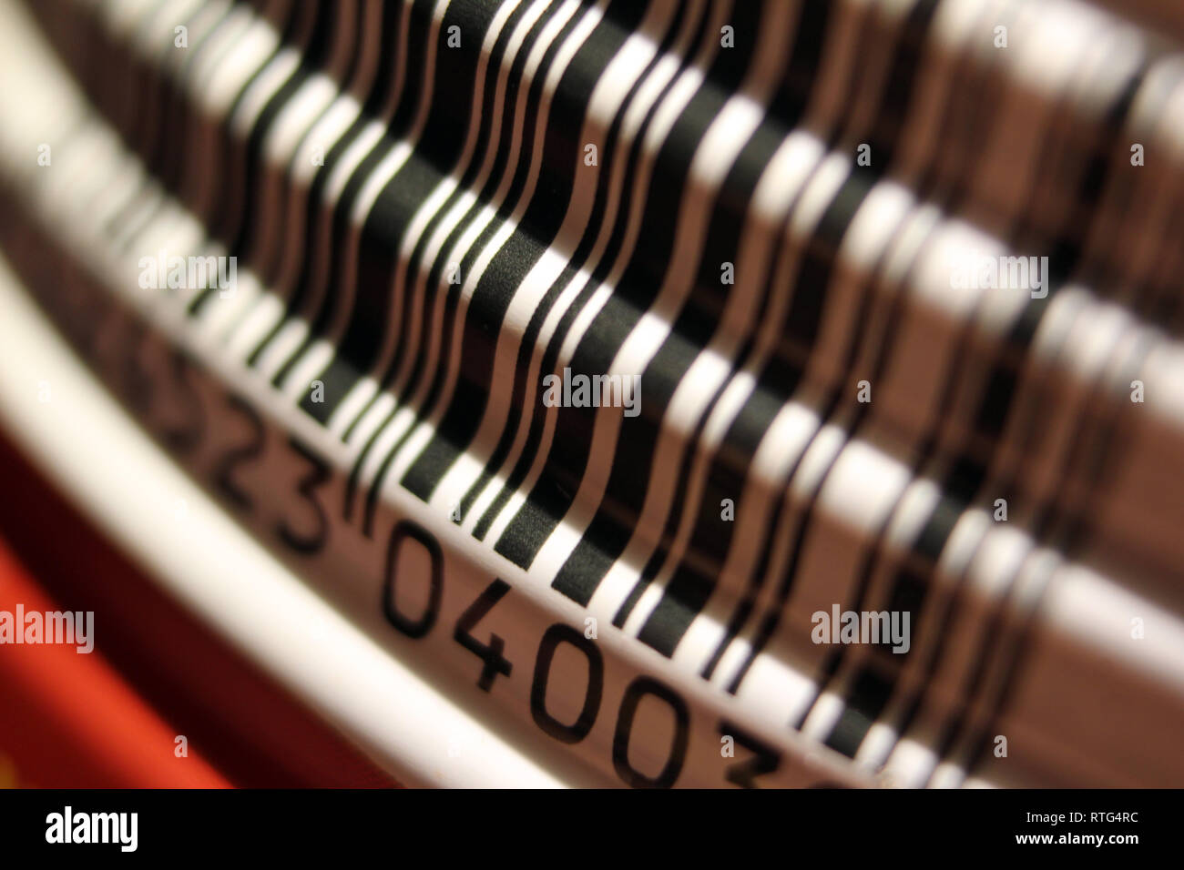 Barcode gedruckt auf einem essen kann, close-up Stockfoto