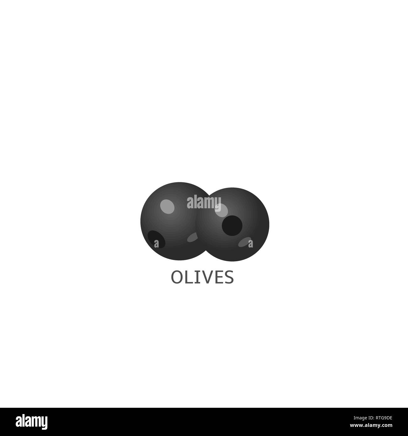 Oliven. Schwarze Oliven isoliert auf weißem Hintergrund Vector Illustration Stock Vektor
