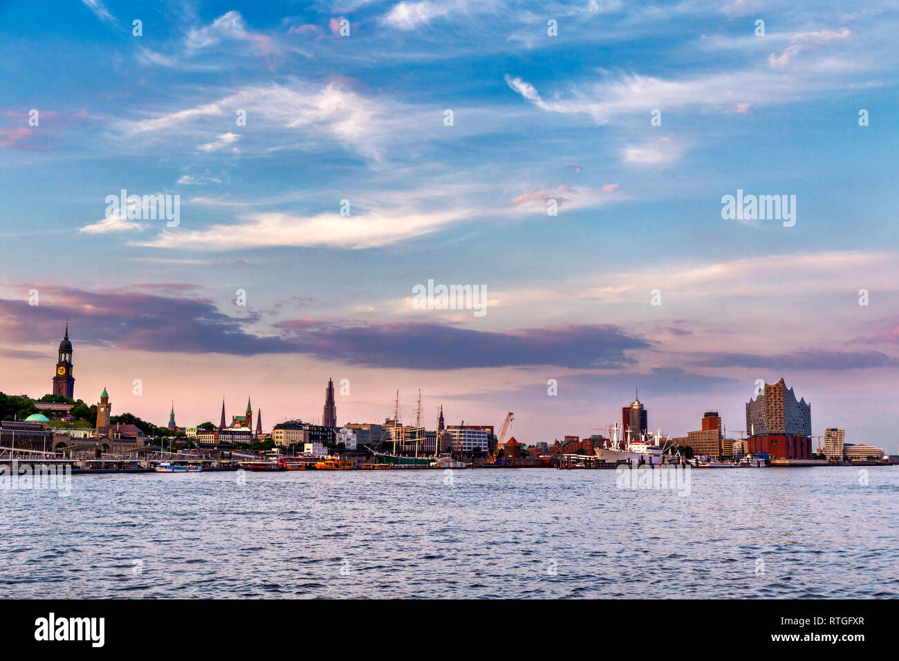 Hafen, Elbe, Hamburg, Deutschland Stockfoto