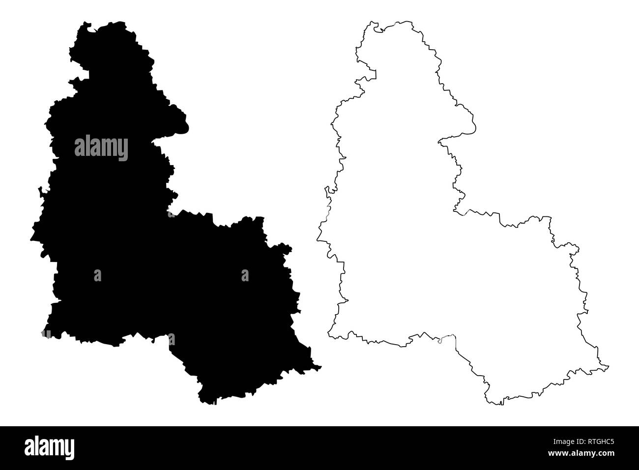 Kharkov Oblast (administrative divisions in der Ukraine, Oblast der Ukraine) Karte Vektor-illustration, kritzeln Skizze Sumshchyna Karte Stock Vektor