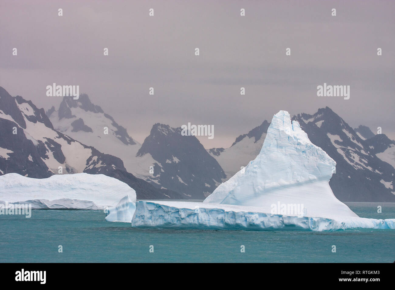 Eisberge in antarktischen Gewässern in der Nähe der Insel Sounth Georgien Stockfoto