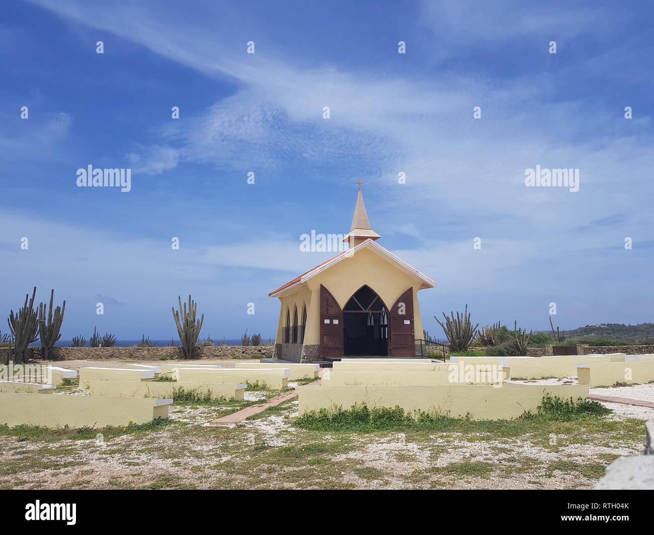 Lonely wild Kirche im Norden der Insel Aruba Stockfoto
