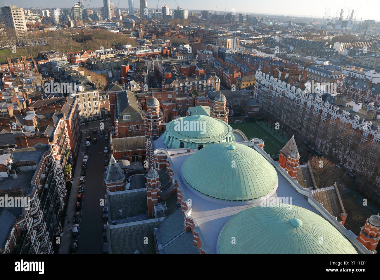 Blick von oben auf die Westminster Cathedral Stockfoto