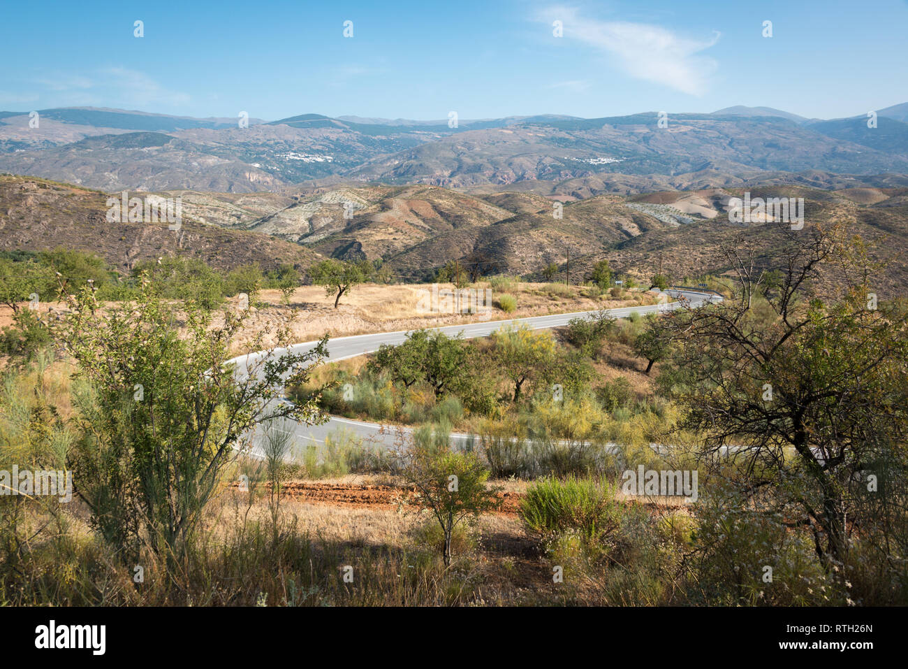 Das Berggelände der Region Alpujarras in Andalucia Spanien zwischen Jorairatar und Ugíjar Stockfoto