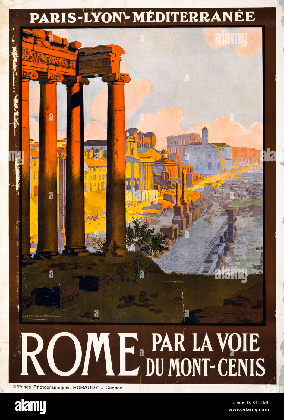 Rom, durch den Weg des Mont-Cenis, Vintage Travel Poster von Geo Dorival, 1920 Stockfoto