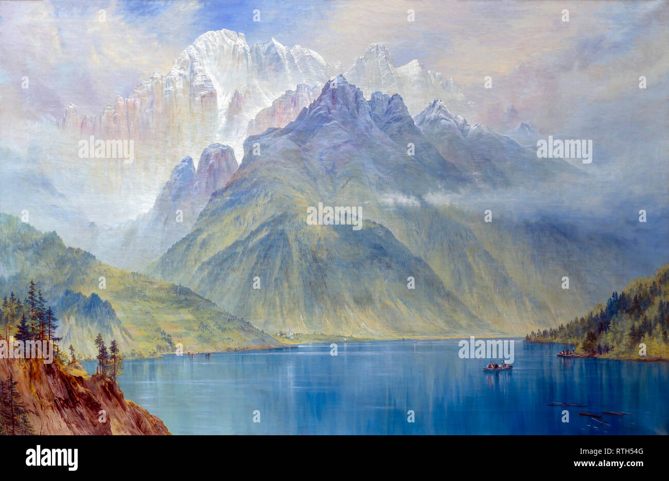 Monte Civetta vom Lago Alleghe, Italien, Elia Walton, 1867, Stockfoto