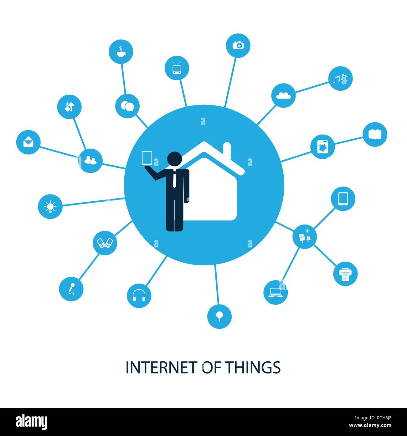Abstrakte farbenfrohe Cloud Computing, IoT, IIoT, Home Entertainment, globales Netzwerk Struktur, Verbindung, Datenaustausch, IT oder Technologie Konzept Vektor Stock Vektor