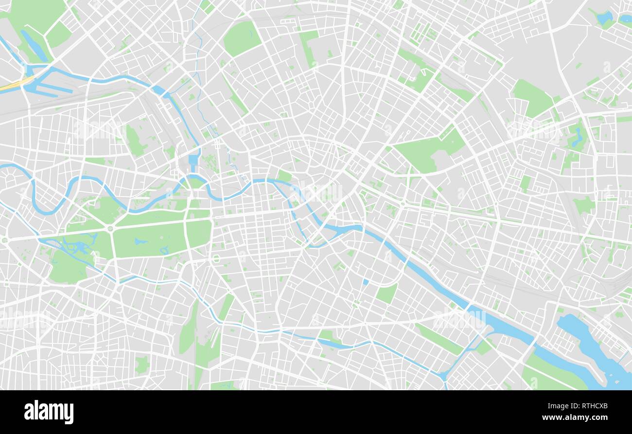 Berlin, Deutschland druckbare Karte im klassischen Stil gehalten und mit allen relevanten Autobahnen, Straßen und Eisenbahnen. Diese Karte für jede Art von digitalen inf verwenden Stock Vektor