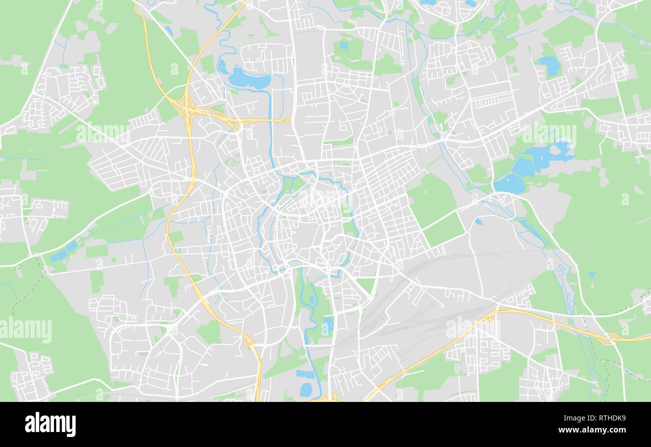 Braunschweig, Deutschland druckbare Karte im klassischen Stil gehalten und mit allen relevanten Autobahnen, Straßen und Eisenbahnen. Diese Karte für jede Art von digitalen verwenden Stock Vektor