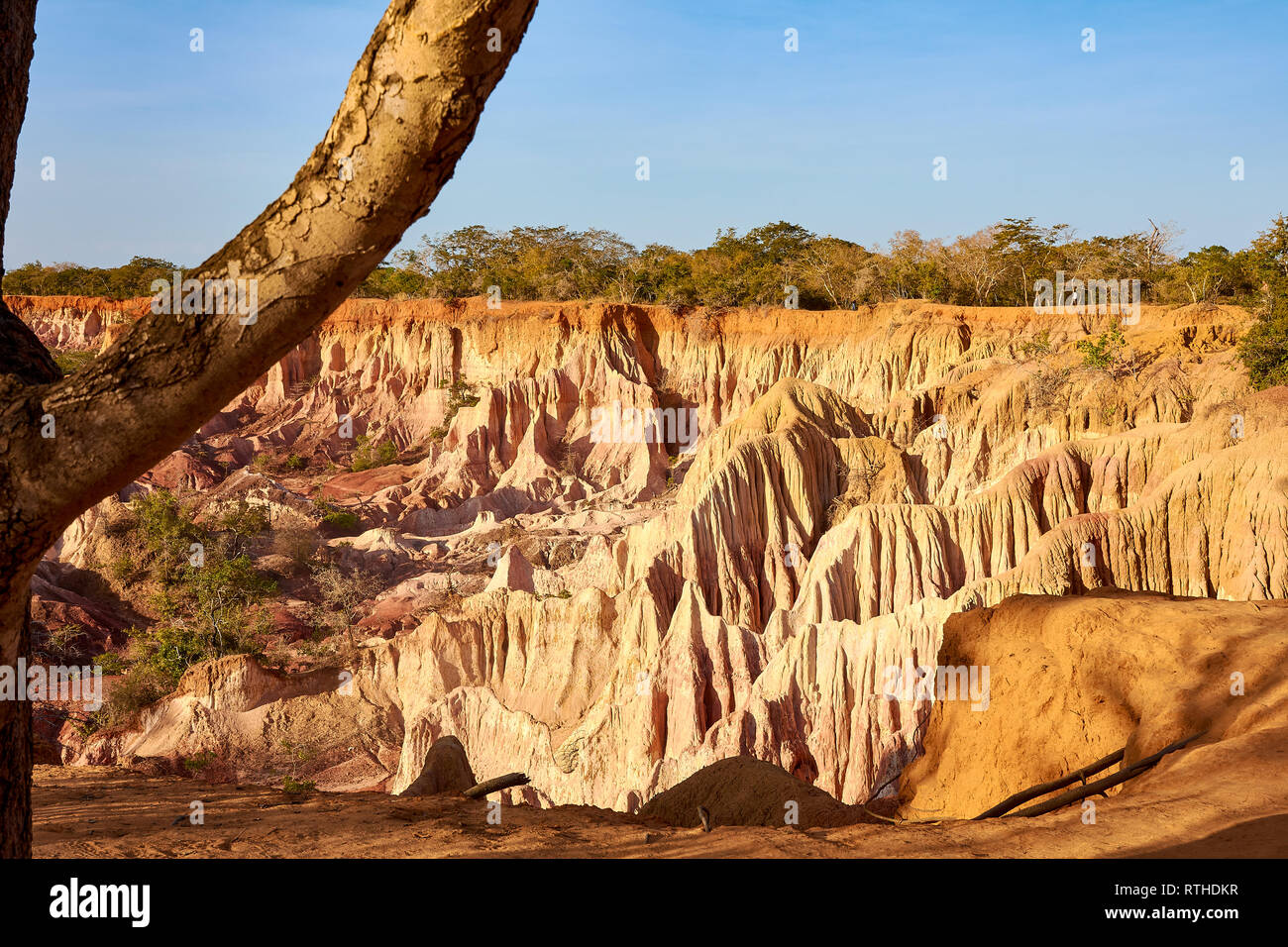 Marafa Canyon in Kenia, Afrika mit blauem Himmel Stockfoto