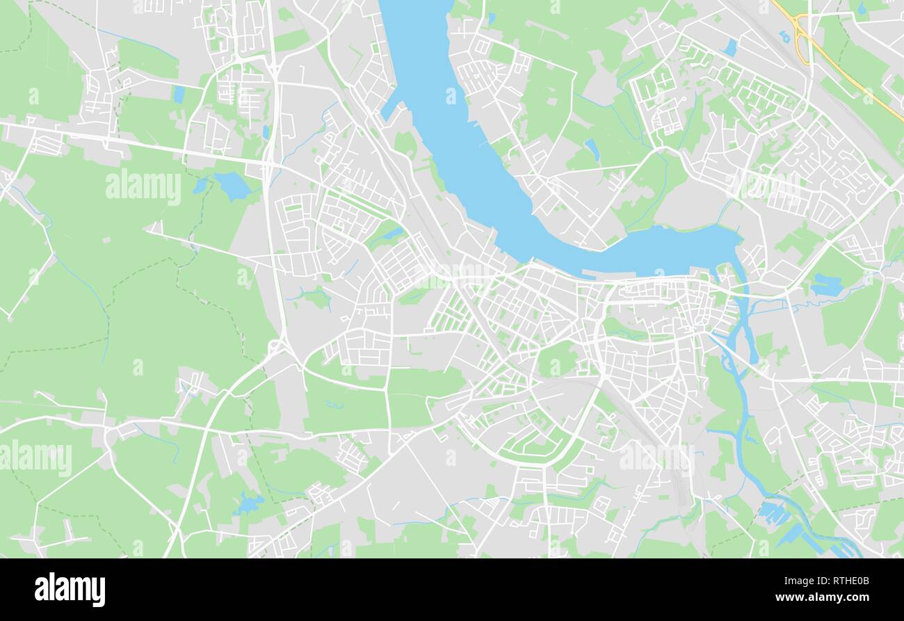Rostock, Deutschland druckbare Karte im klassischen Stil gehalten und mit allen relevanten Autobahnen, Straßen und Eisenbahnen. Diese Karte für jede Art von digitalen im Einsatz Stock Vektor
