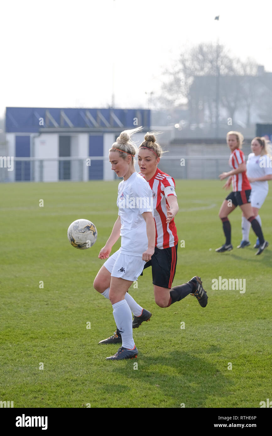 Frauen Fußball-Spiel zwischen den AFC Sunderland Fylde Sehr geehrte Damen und Damen. Stockfoto