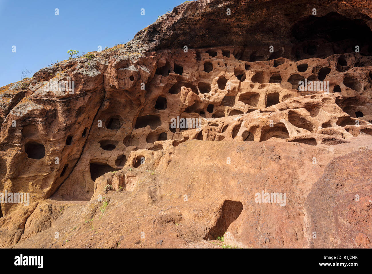 Cenobio de Valeron, archäologischen Stätten, Höhlen der Ureinwohner in Gran Canaria, Kanarische Inseln. Stockfoto