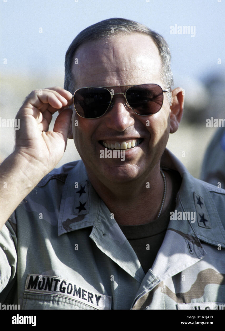 17. Oktober 1993 Major General Thomas Montgomery (Kommandant der amerikanischen Truppen in Somalia) Im UNOSOM HQ Compound in Mogadischu. Stockfoto