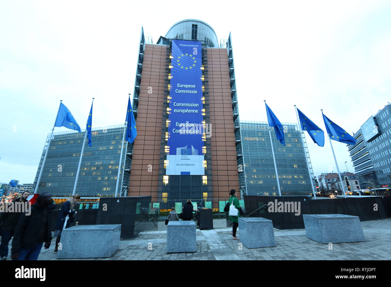 Brüsseler Berlaymont-Gebäude, dem Sitz der Europäischen Kommission, Brüssel, Belgien, 01. März 2019, Foto von Richard Goldschmidt Stockfoto