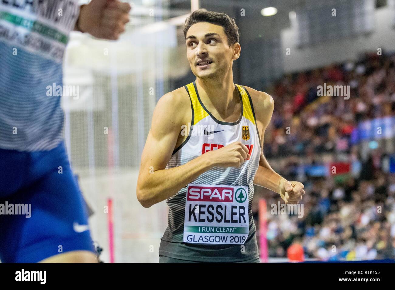 KESSLER Christoph GER konkurrieren in der 800 m Männer Ereignis während des Tages eine der Europäischen Leichtathletik Indoor Championships 2019 im Emirates Stadion in Glasgow, Schottland, Vereinigtes Königreich. 1.03.2019 Stockfoto