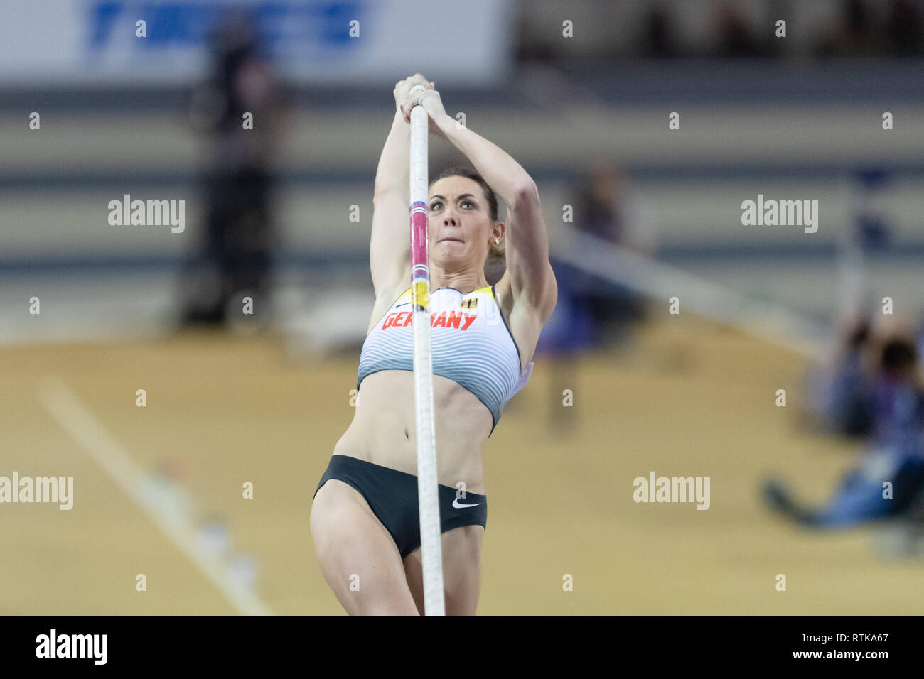 Glasgow, UK. 2. März 2019. Katharina Bauer (GER) bei den Frauen Stabhochsprung Qualifikation während der Europäischen Leichtathletik Indoor Championships Glasgow 2019 im Emirates Arena am Samstag, den 02. März 2019. GLASGOW SCHOTTLAND. (Nur redaktionelle Nutzung, eine Lizenz für die gewerbliche Nutzung erforderlich. Keine Verwendung in Wetten, Spiele oder einer einzelnen Verein/Liga/player Publikationen.) Credit: Taka G Wu/Alamy Nachrichten Stockfoto