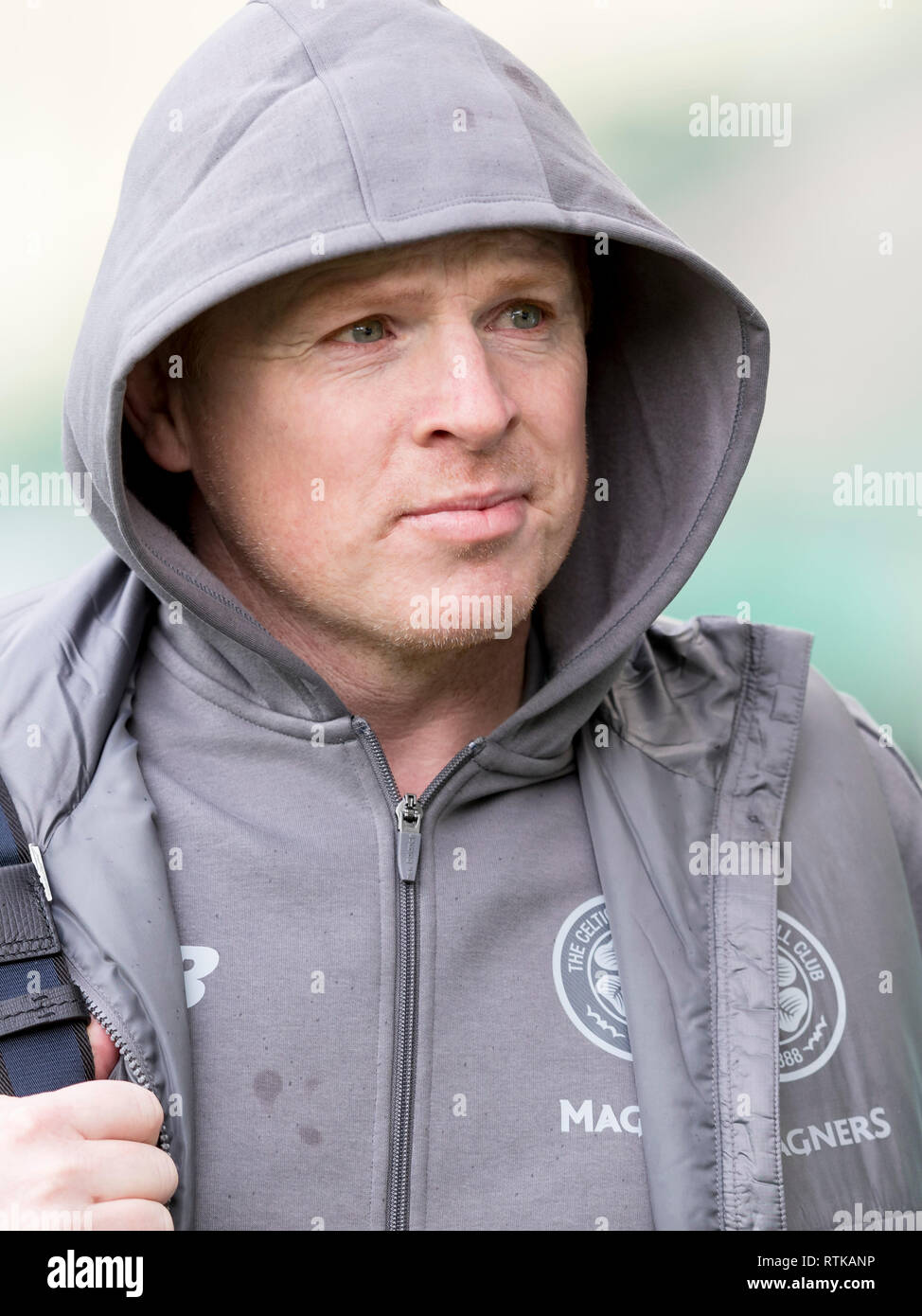 Ostern Road, Edinburgh, Großbritannien. 2 Mär, 2019. Scottish Cup Viertelfinale, Hibernian gegen Celtic; Neil Lennon Celtic Manager kommt zurück zu Ostern Straße wie die keltischen Krippe Credit: Aktion plus Sport/Alamy leben Nachrichten Stockfoto