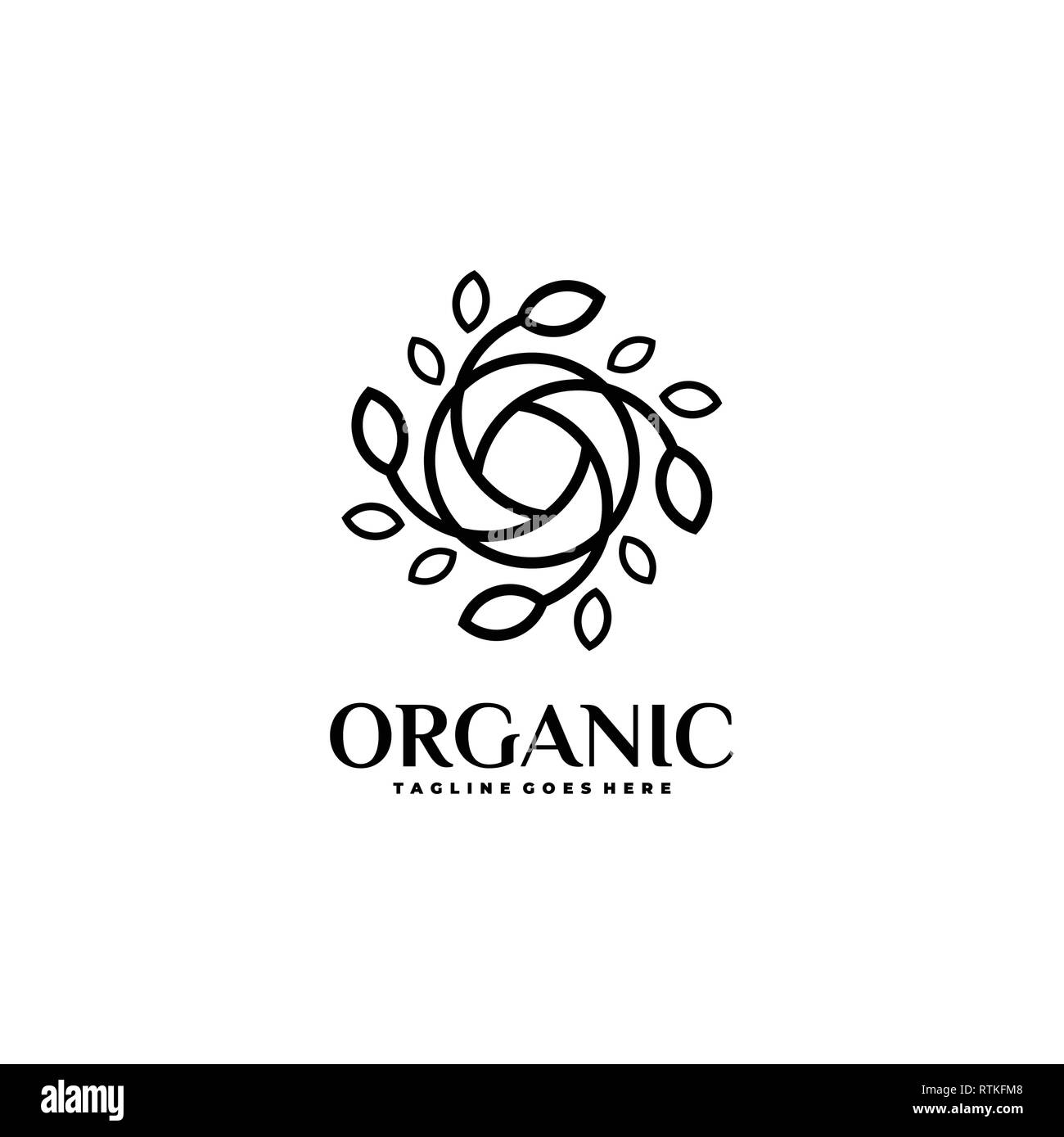 Line Art Bio Leaf Design Illustration Design vector Template. Geeignet für kreative Industrie, Multimedia, Entertainment, Ausbildungen, Shop Stock Vektor