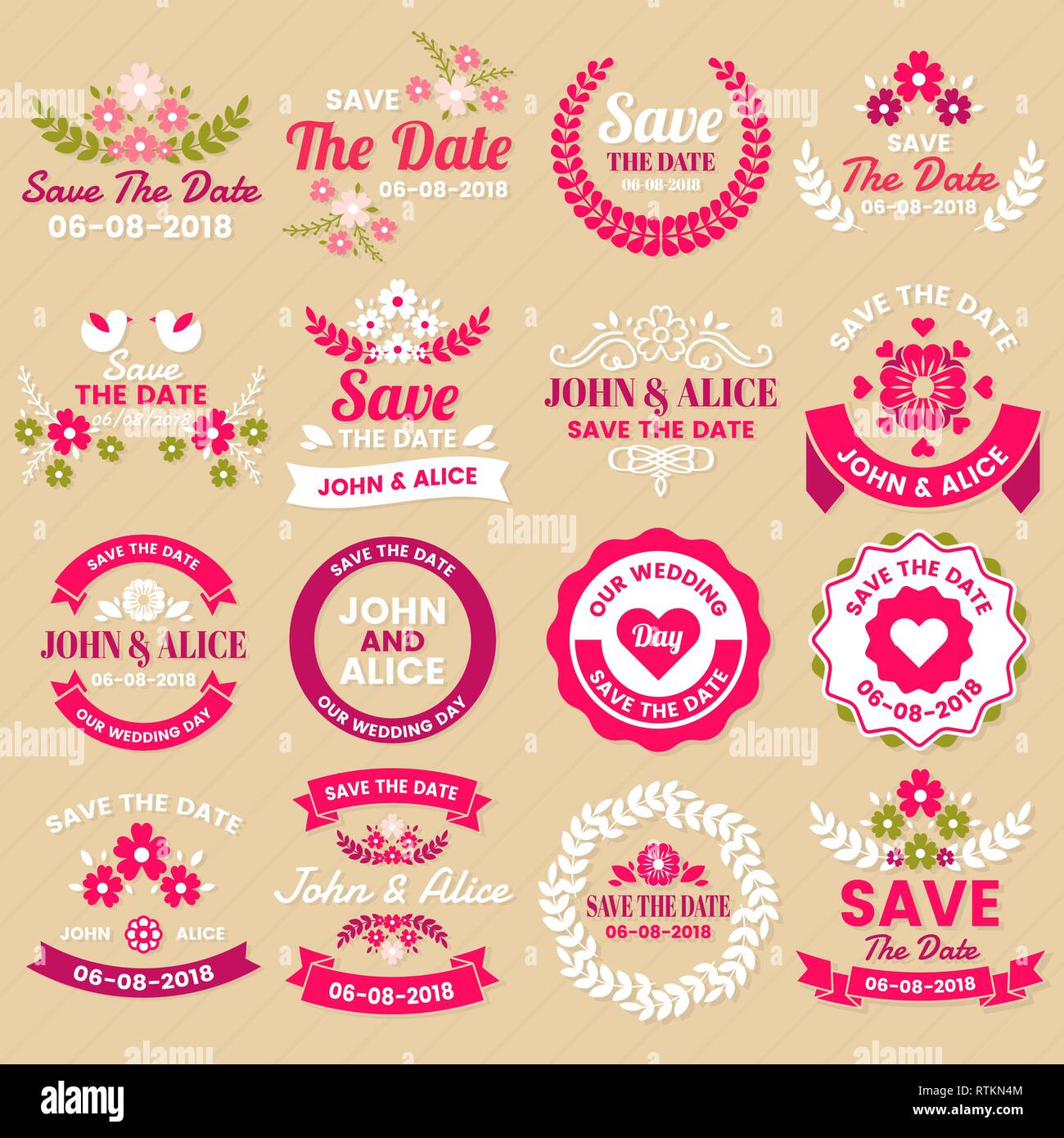 Hochzeit Retro Vintage Vektor Label für Banner Stock Vektor