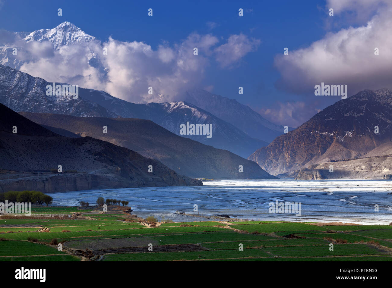 Blick von Kagbeni, Mustang, Nepal Stockfoto