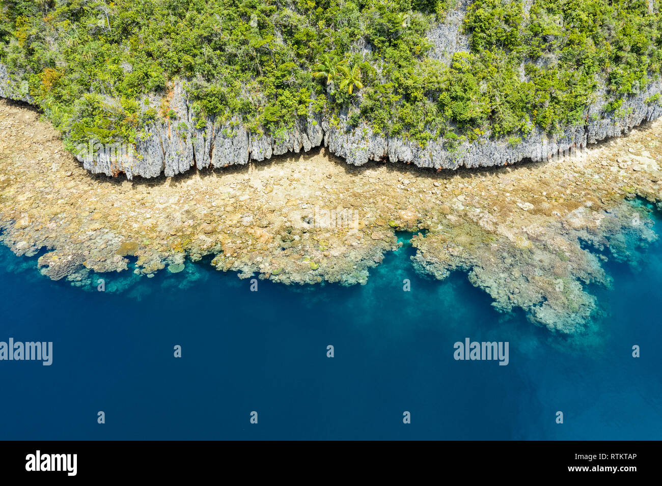 Luftaufnahme von Raja Ampat Inseln, West Papua, Indonesien, Pazifischer Ozean Stockfoto