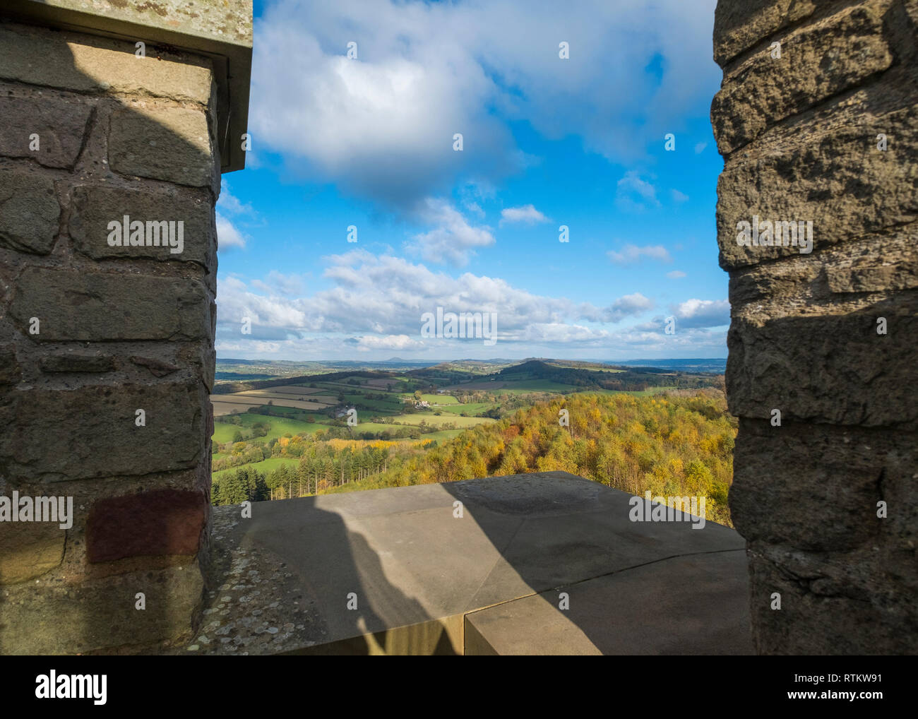 Die Aussicht von Flundern 'Torheit, Shropshire. Stockfoto