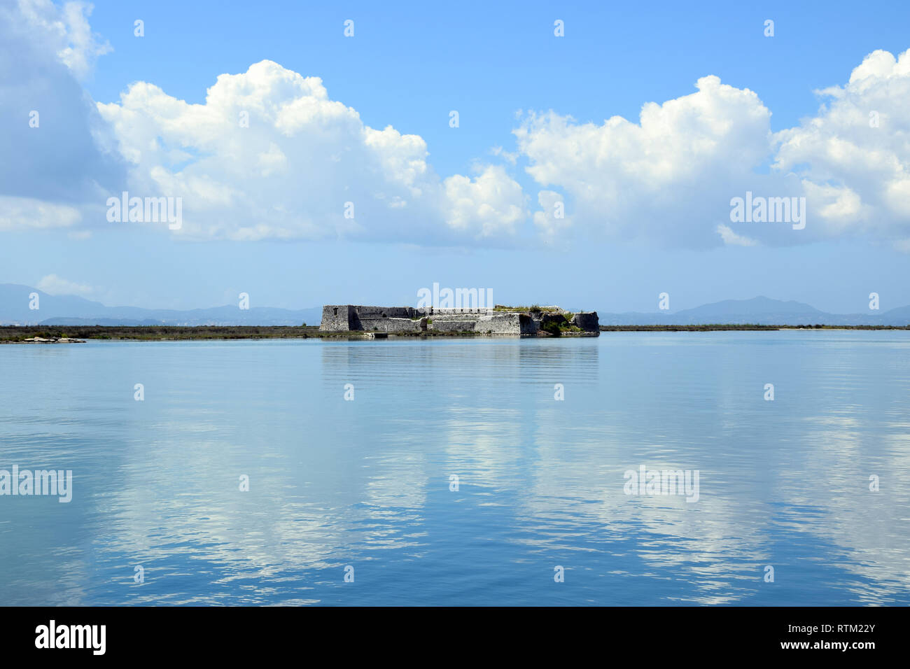 Ali Pasha Burg, Festung auf Sea Island. Buthrotum, Albanien. Stockfoto