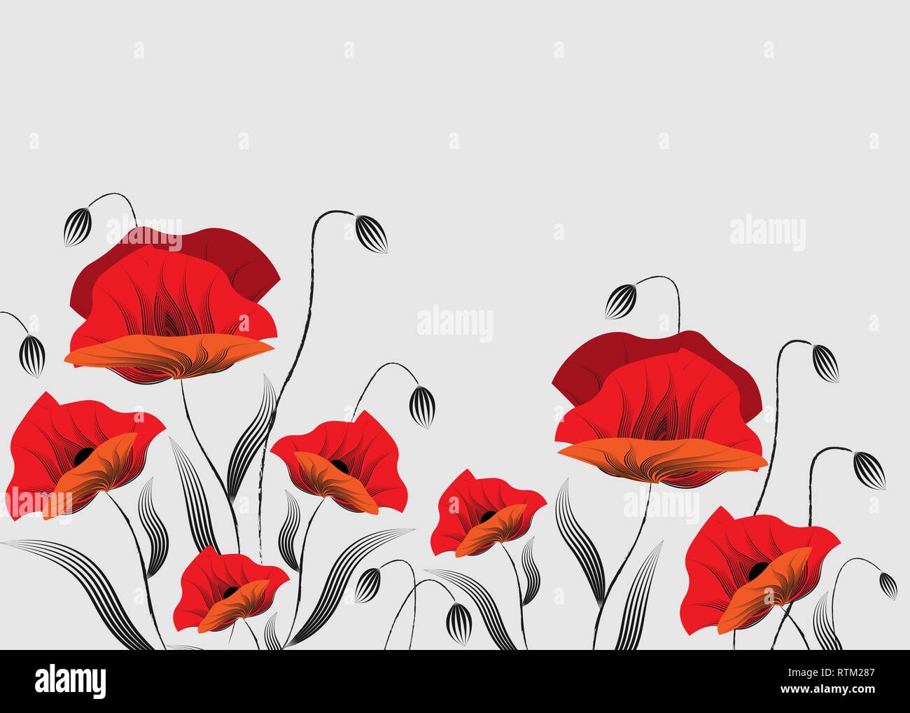 Vector Illustration von Mohnblumen im Hintergrund. 10 eps Stock Vektor
