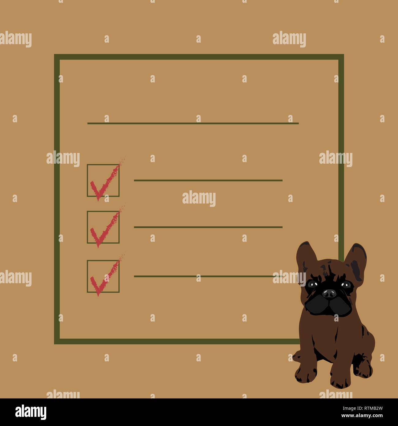 Französische Bulldogge - Vorlage - Vector Illustration - Platz für Text mit Kontrollkästchen bearbeitbare Layer Abbildung Stock Vektor