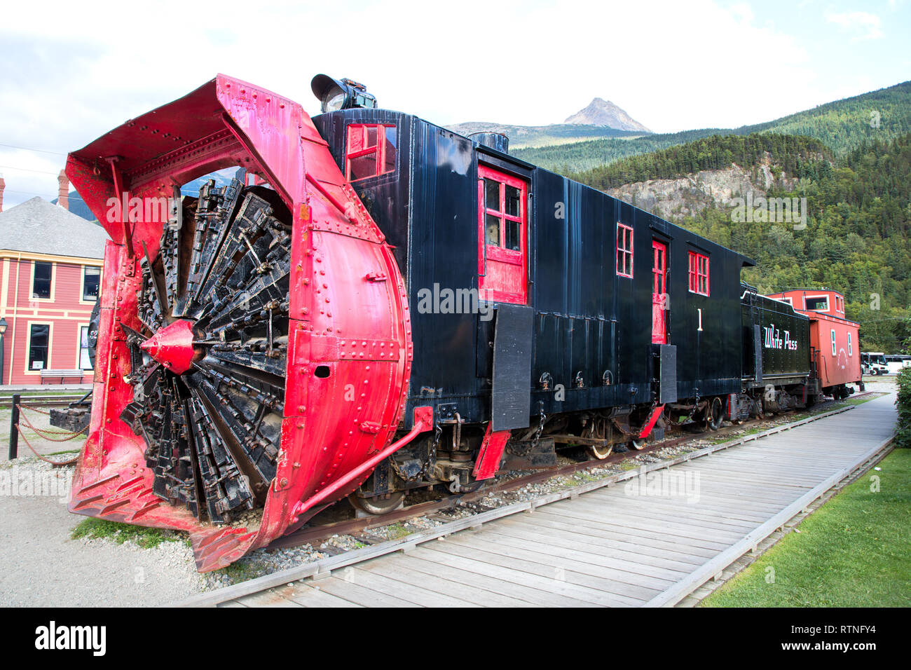 Snow-Removal Zug in Skagway, Alaska, Klondike Gold Rush National Historical Park, USAskagway, Alaska, USA, Vereinigte Staaten, pradeep Subramanian Stockfoto